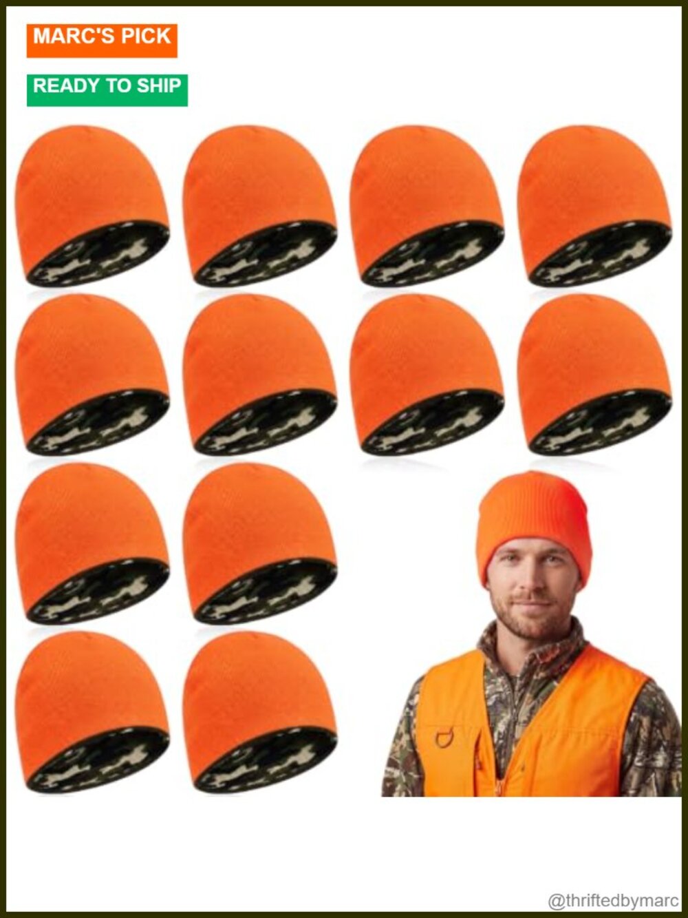 Reversible Camo Knit Beanie Hat Hunting Outdoor Warm Cap